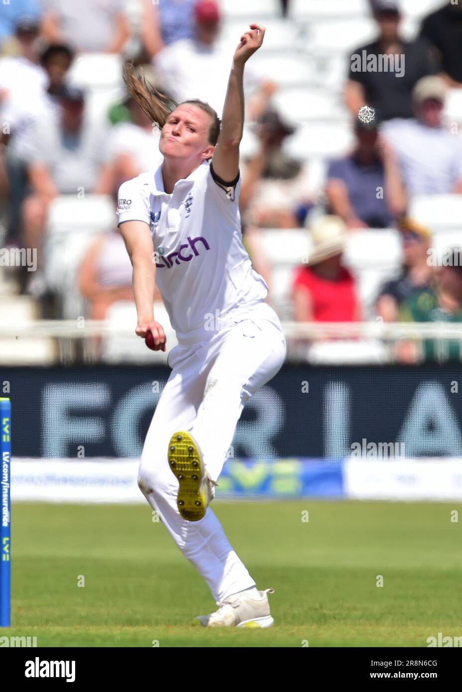 Nottingham UK. 22 June 2023. England Ladies v Australia Ladies in the Ashes Cricket Test Match.   Lauren Filer (England) bowling.  Picture: Mark Dunn/Alamy Live News, Stock Photo