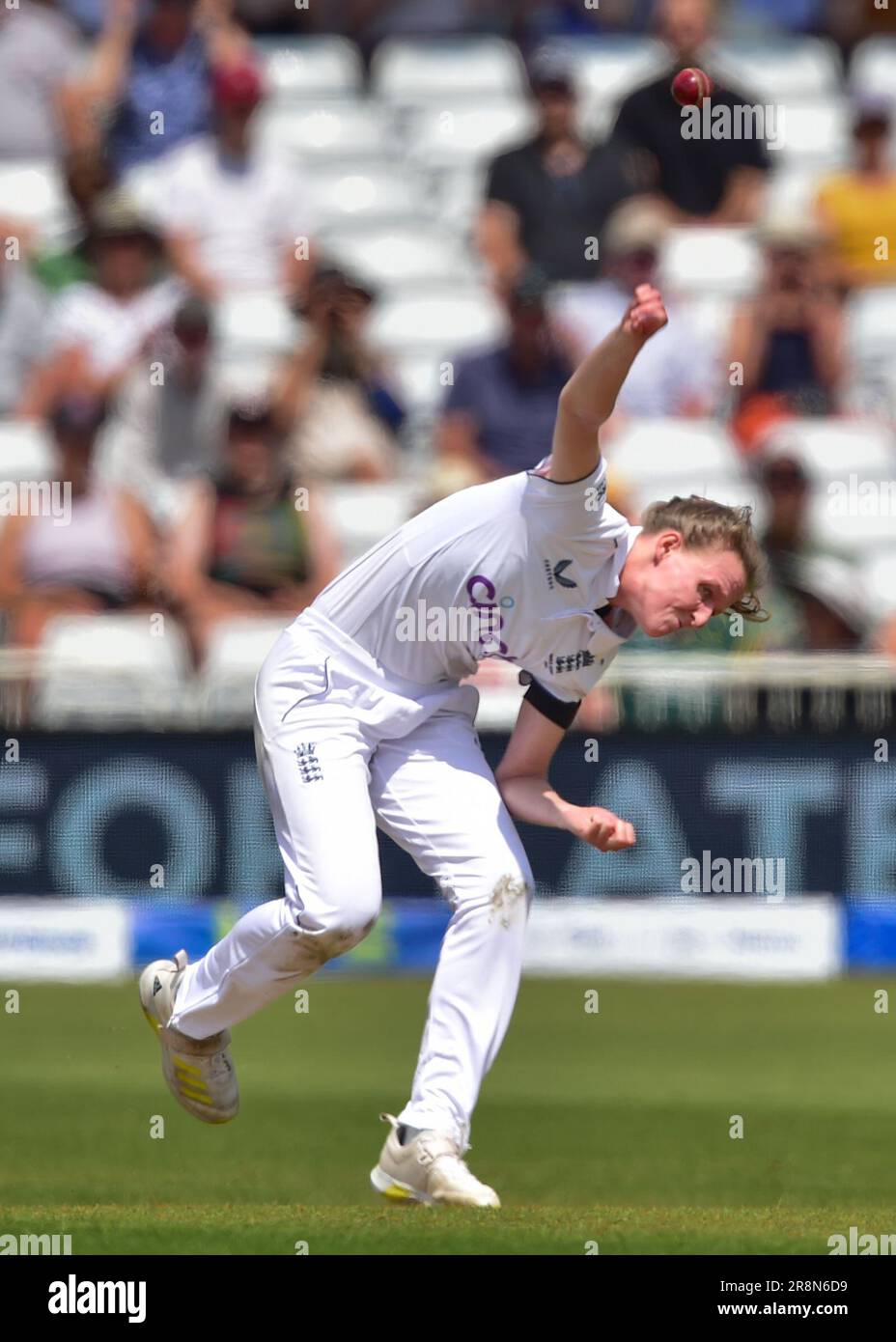 Nottingham UK. 22 June 2023. England Ladies v Australia Ladies in the Ashes Cricket Test Match.   Lauren Filer (England) bowling.  Picture: Mark Dunn/Alamy Live News, Stock Photo