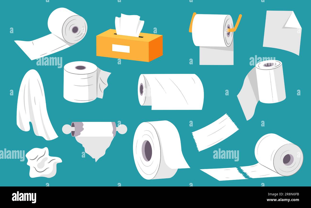 Paper towel set. White paper napkin roll for bathroom, toilet paper