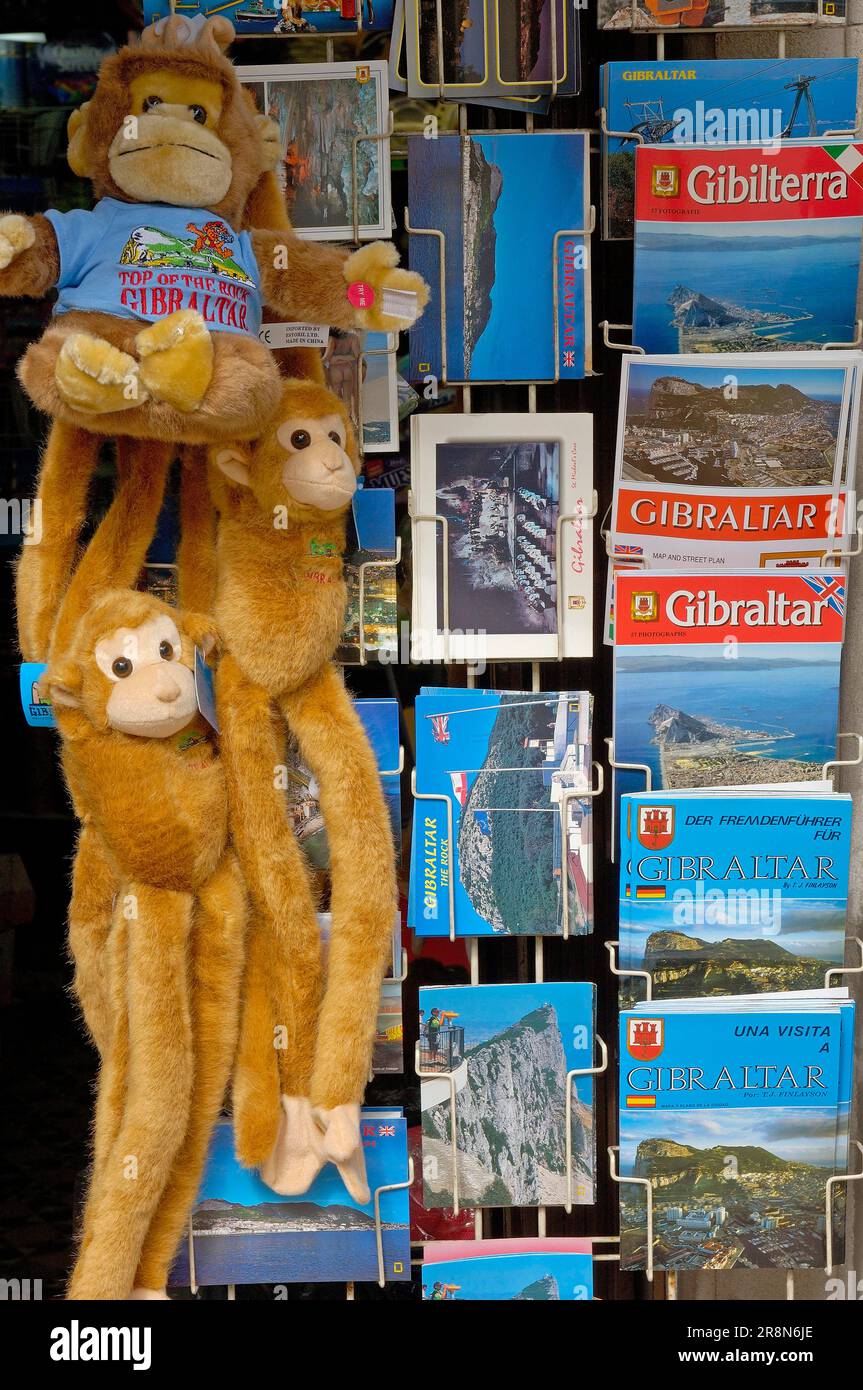 Souvenir, Gibraltar, Souvenirs, Postcards, Guide, Shelf, Stand Stock Photo Alamy