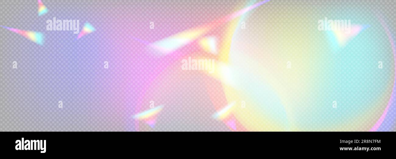 Rainbow prism light crystal glass overlay texture. Hologram flare with