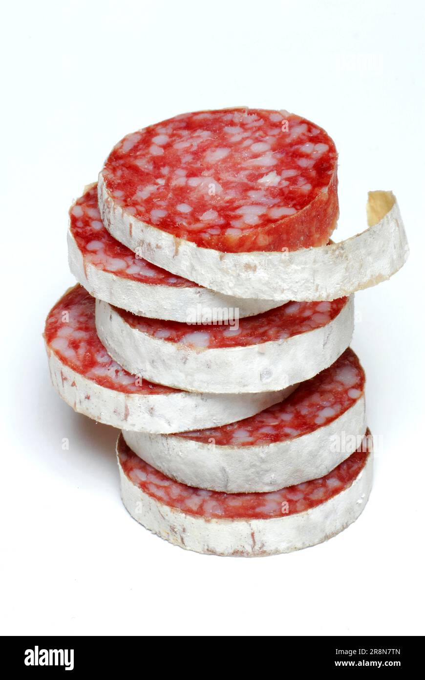 Salami, stacked slices, sausage, Dauerwurst, sausage products, stack
