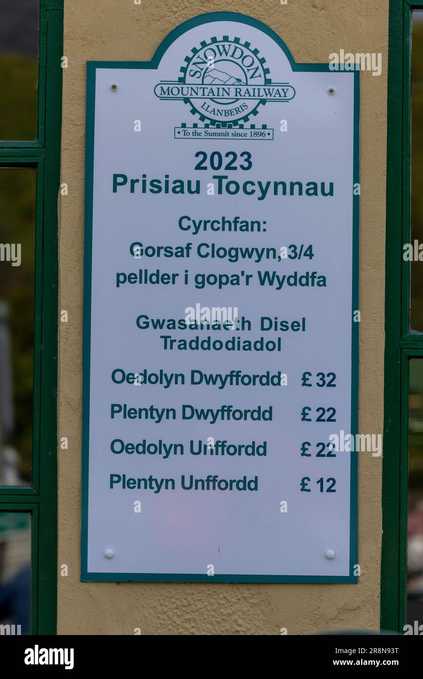 Rail Journey Price Board, Snowdon Mountain Railway, Mountain Railway