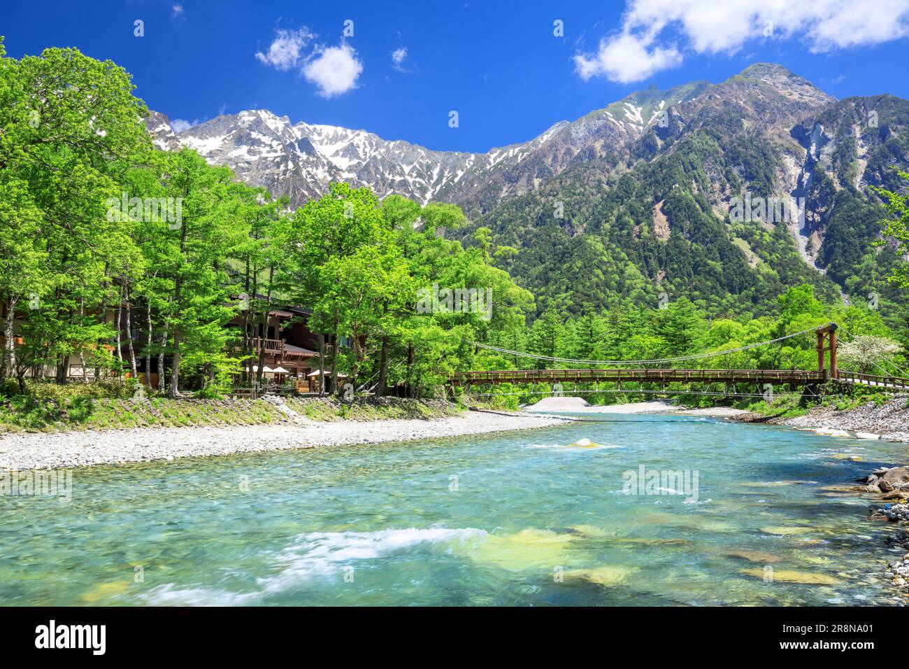 Azusa River and Kappa Bridge in Kamikochi Stock Photo - Alamy