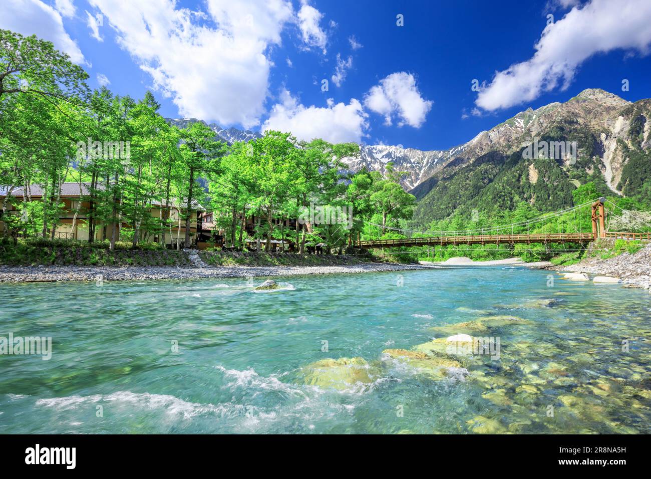 Azusa River and Kappa Bridge in Kamikochi Stock Photo - Alamy