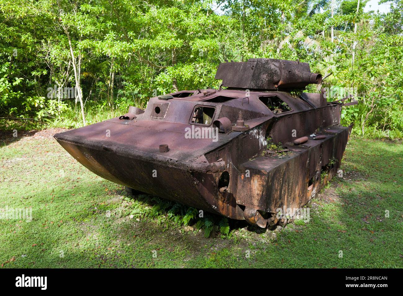 Japanese amphibian tank from World War 2, Peleliu Island, Palau, Micronesia Stock Photo