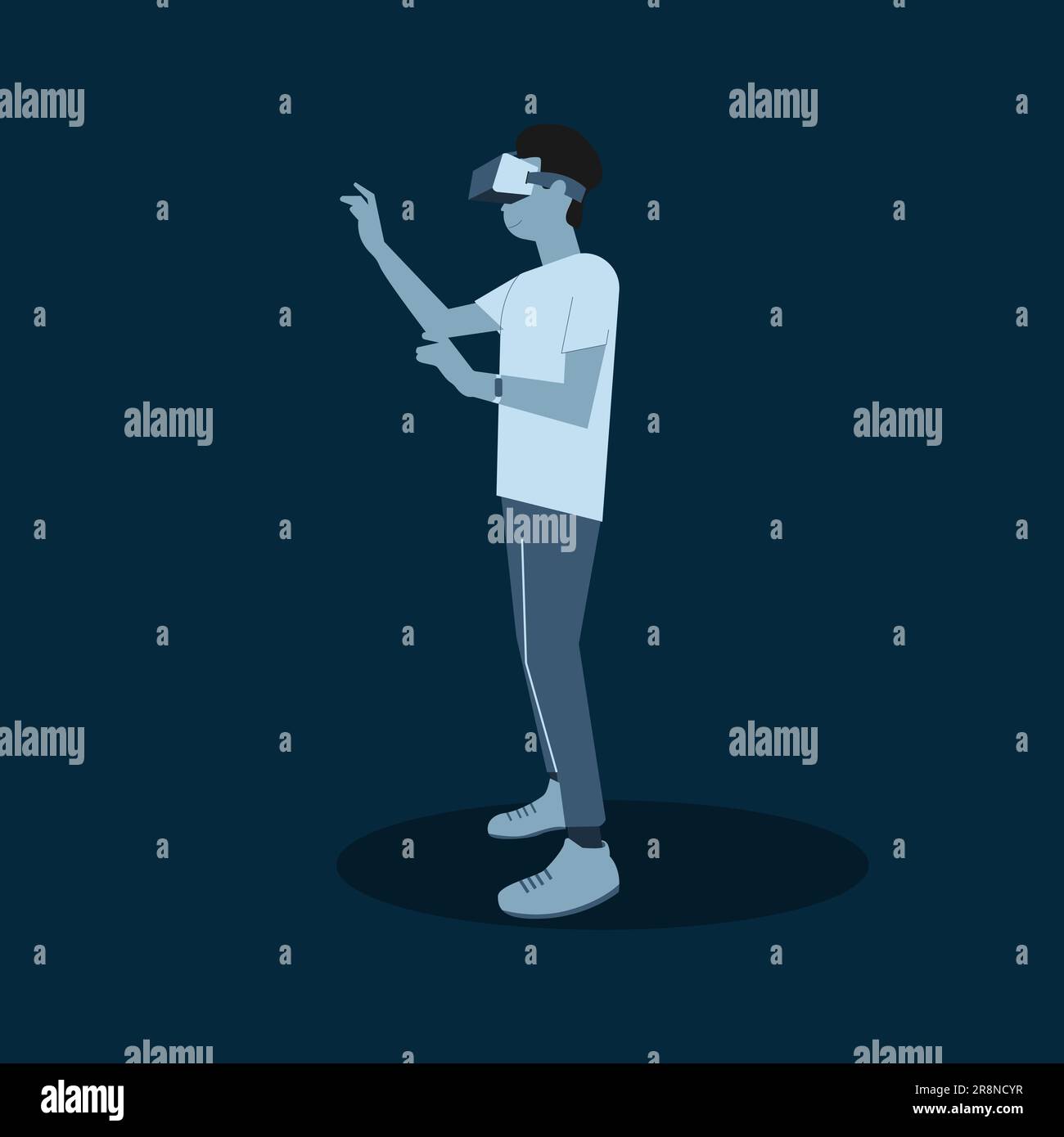 Virtual reality headset man home Stock Vector Images - Alamy