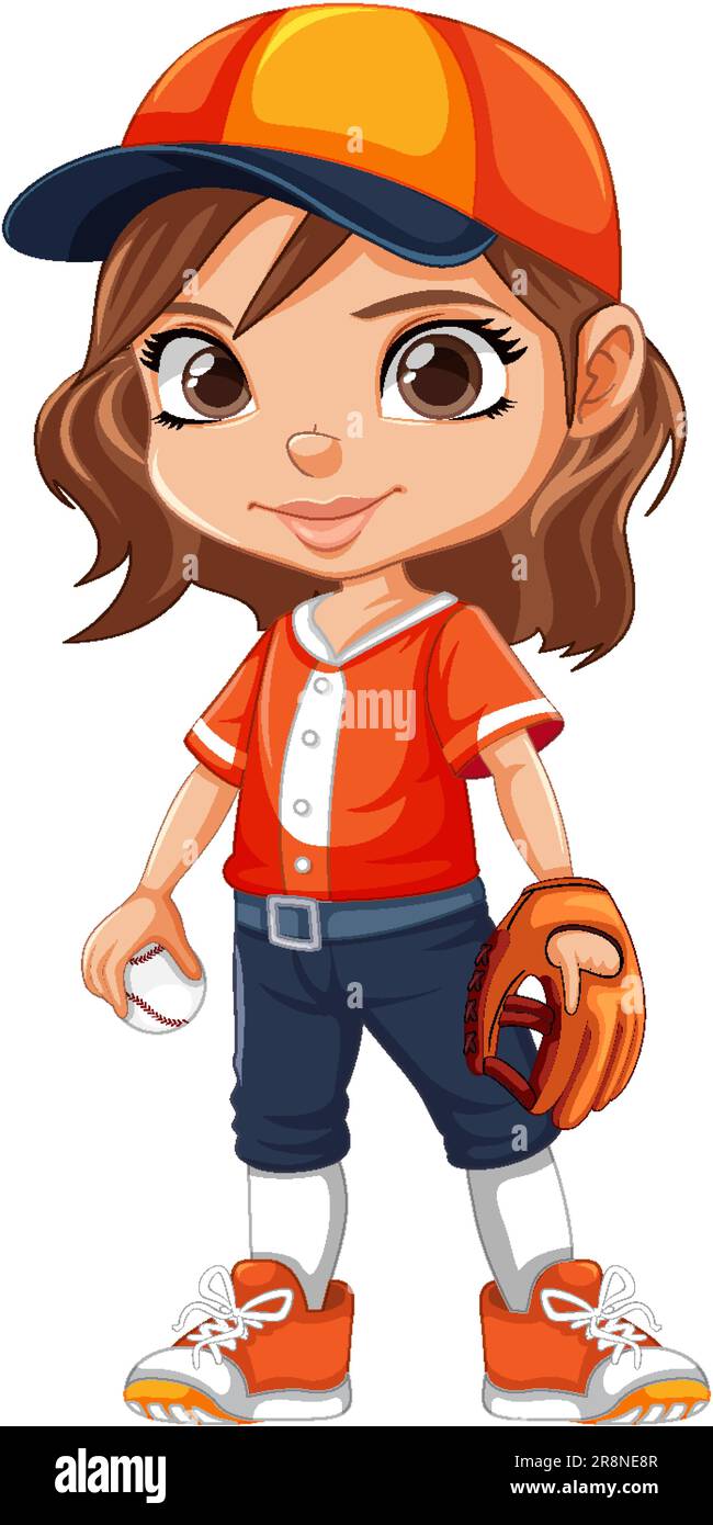 Sport girl cartoon character baseball illustration Stock Vector Image
