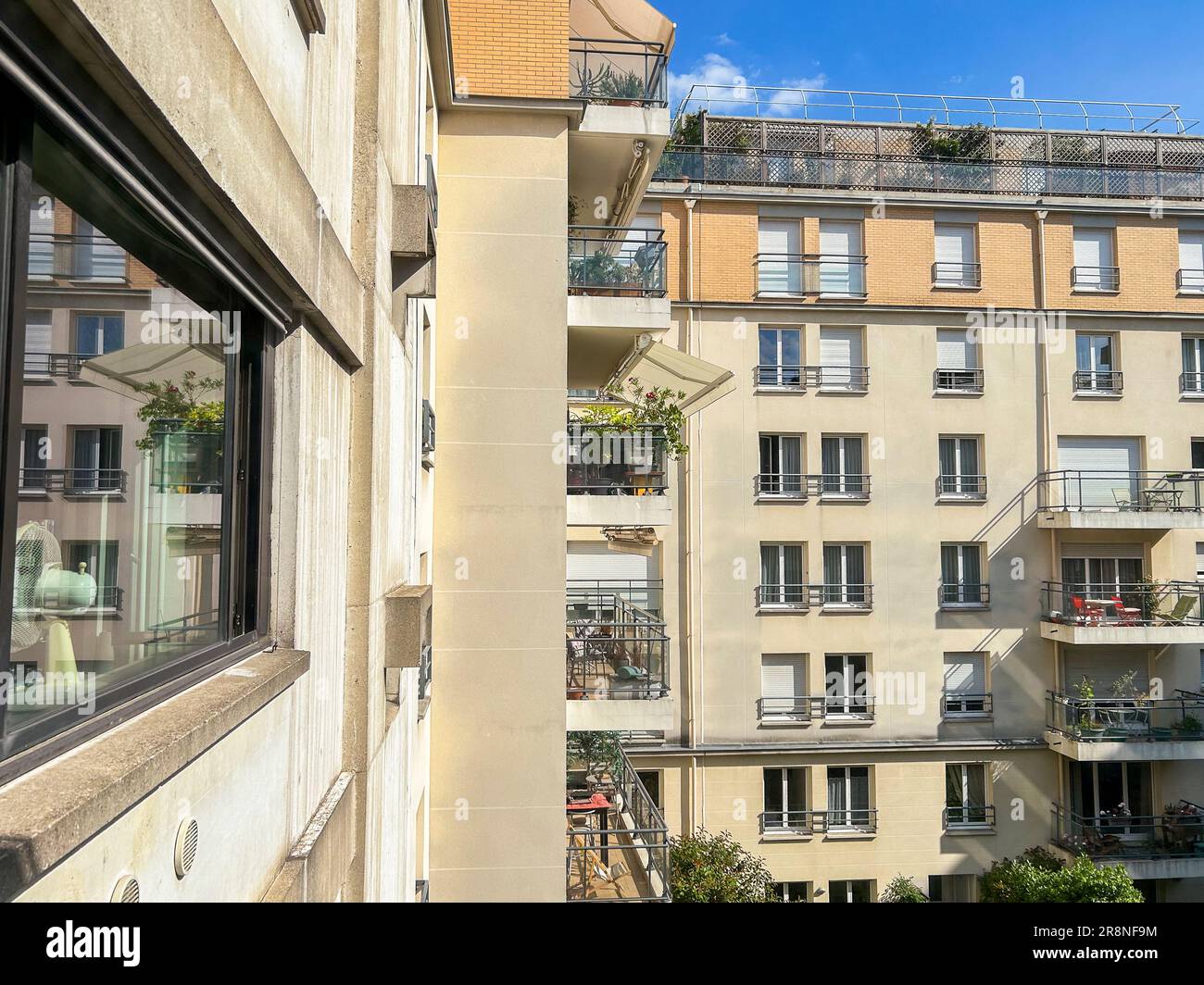 Paris, France, Apartment Buildings, looking out window city, Scene from