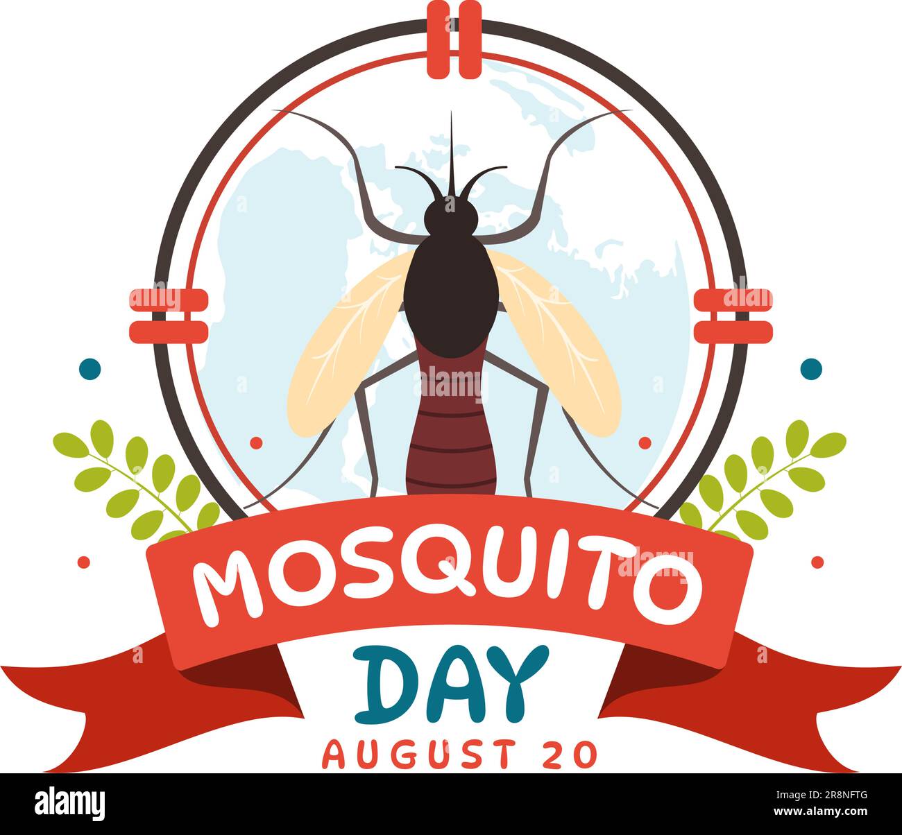 World Mosquito Day Vector Illustration on 20 August with Midge Can Cause Dengue Fever and Malaria in Flat Cartoon Hand Drawn Background Templates Stock Vector