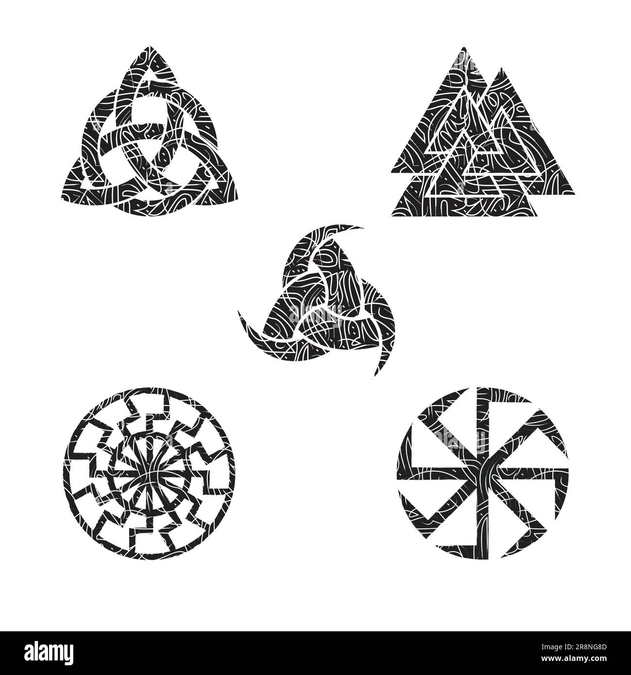 Scandinavian viking pattern symbols set Stock Vector