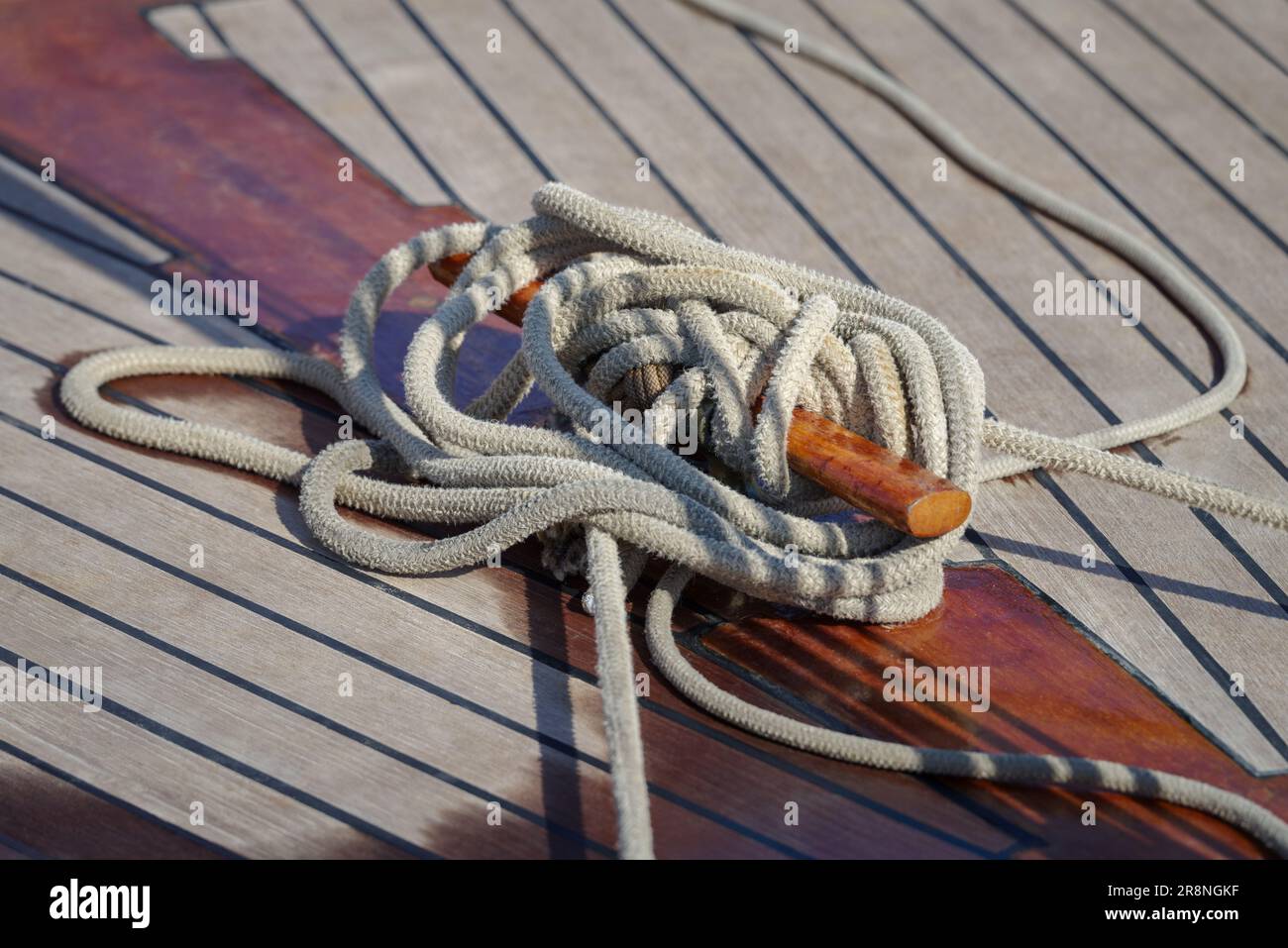 Rope on deck of a sailboat old style Stock Photo Alamy
