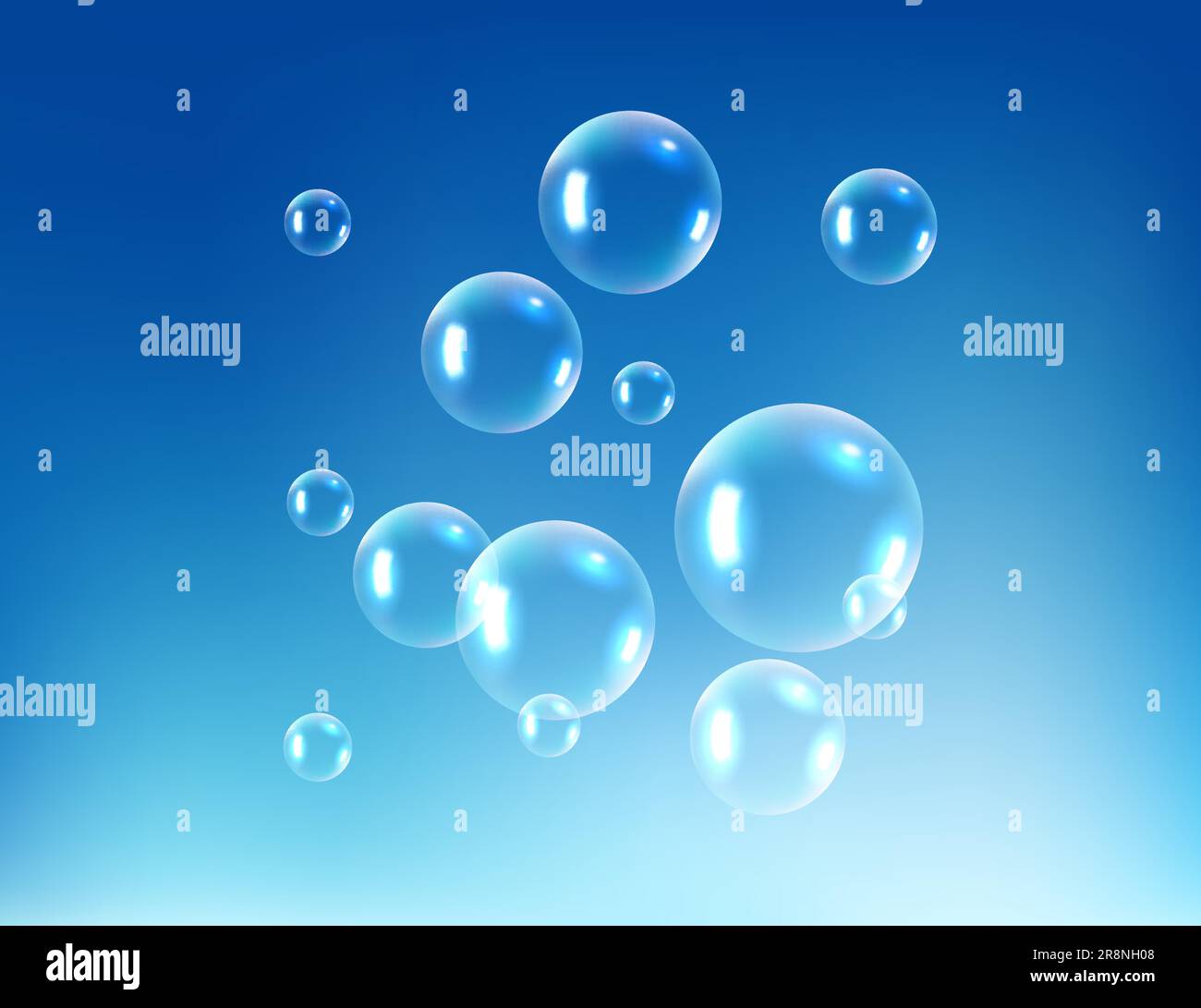 Vector blue wash bubble background. Soap bubble background liquid