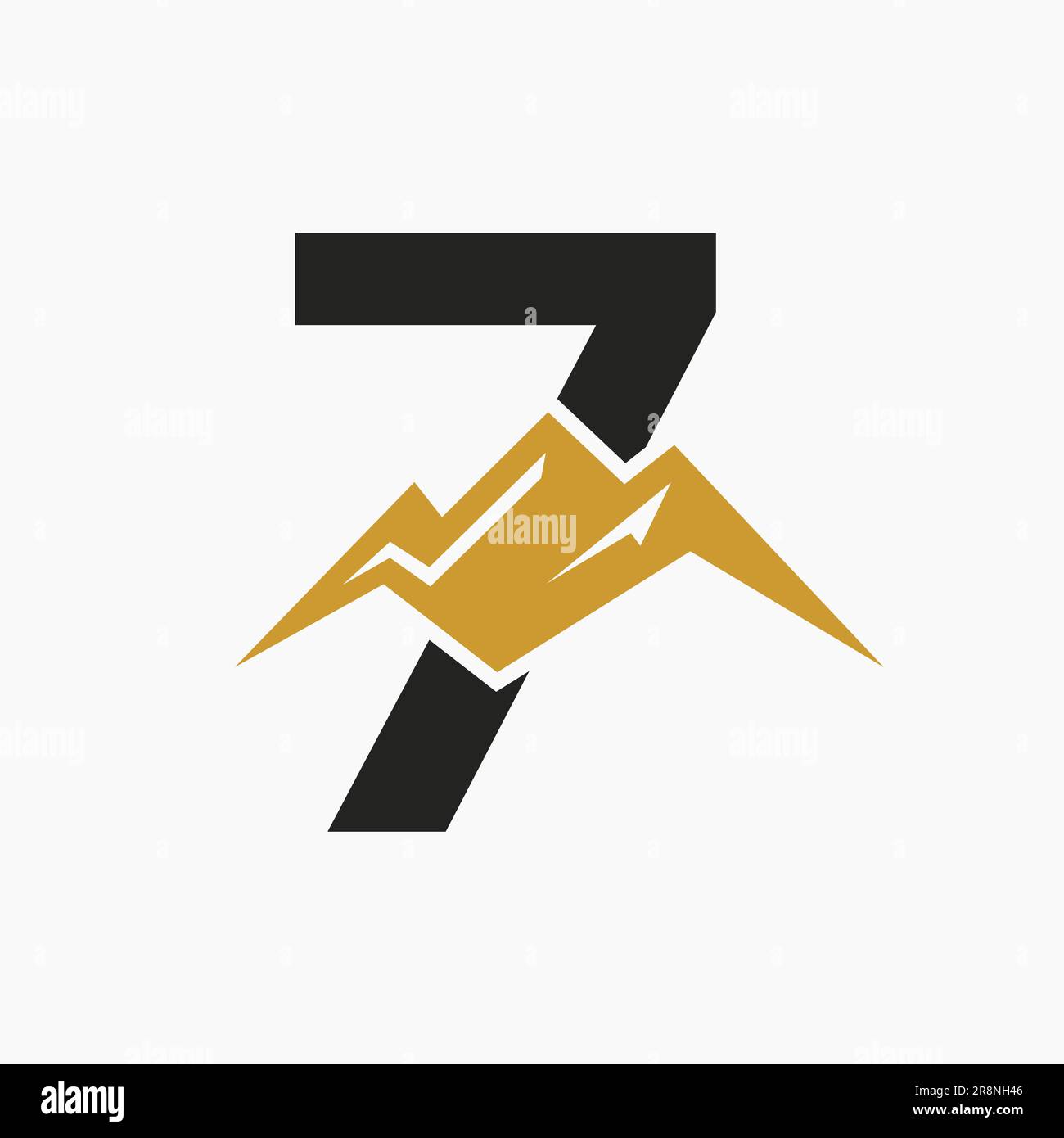 Letter 7 Mount Logo. Mountain Nature Landscape Logo Combine With Hill ...