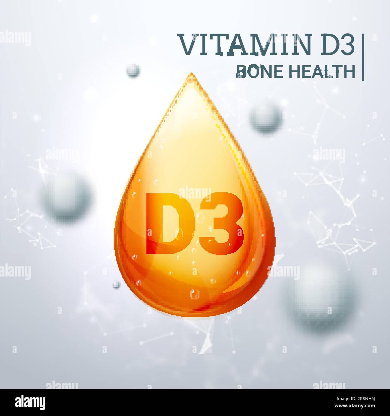 Vitamin D3. Oil vector cosmetic 3d beauty care orange drop health