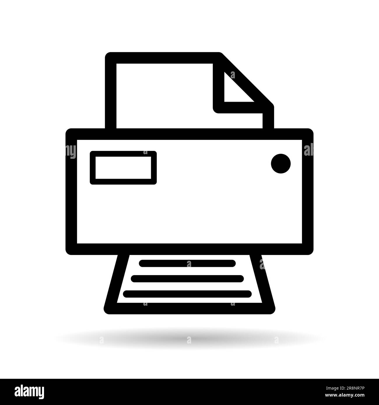 Printer document web shadow icon, printout machine technology flat sign ...