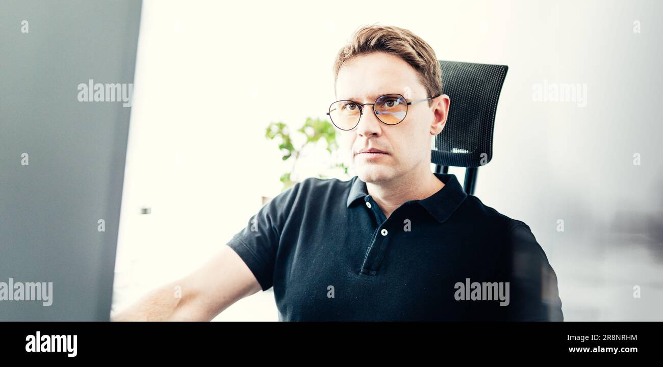 Remote work and modrn conectivity. Virtual meeting with many ...