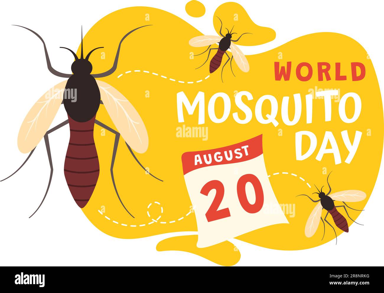 World Mosquito Day Vector Illustration on 20 August with Midge Can Cause Dengue Fever and Malaria in Flat Cartoon Hand Drawn Background Templates Stock Vector