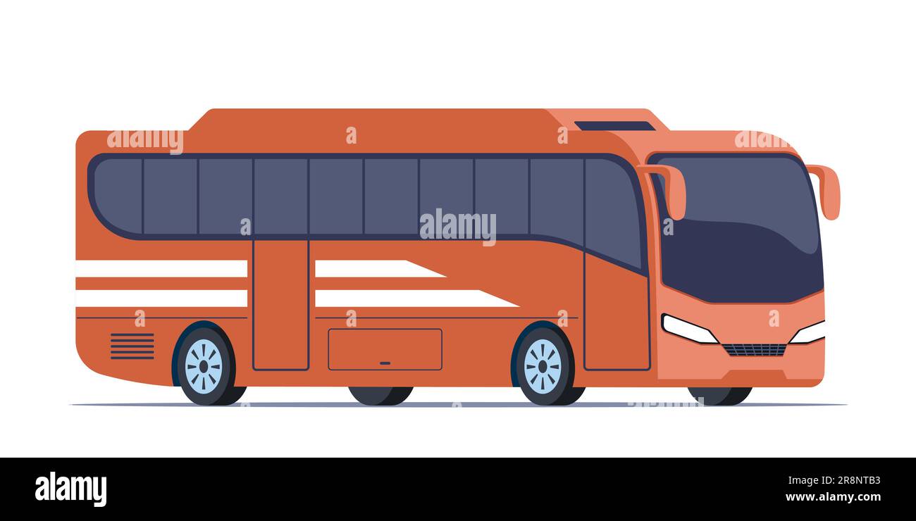 Big tour bus. Public passenger transport. Modern touristic bus. Vector
