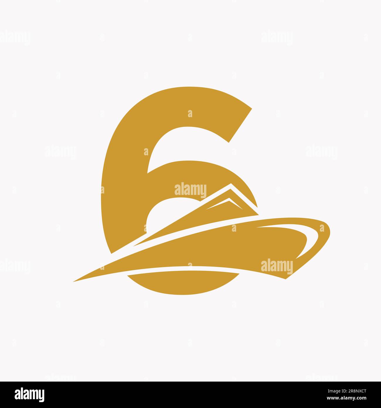 Letter 6 Cruise Ship Logo Boat Icon. Yacht Symbol, Marine Logotype ...