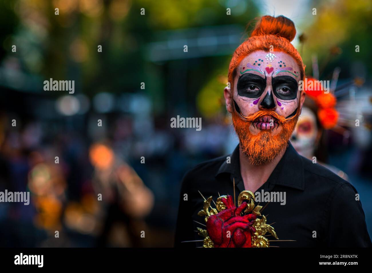 A young Mexican man, dressed as Catrín, takes part in the Day of the Dead festivities in Guadalajara, Jalisco, Mexico. Stock Photo