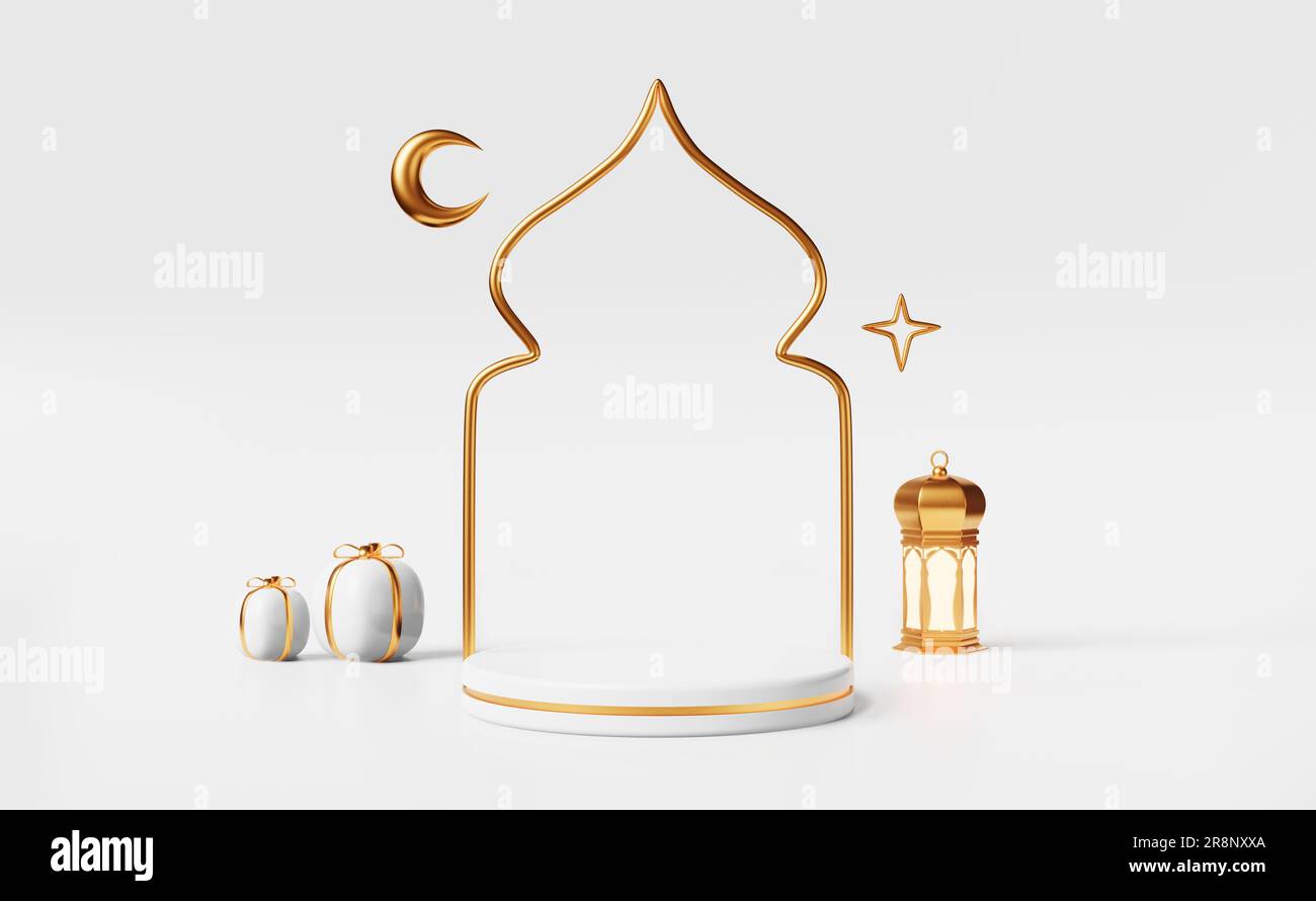 Islamic podium empty scene Ramadan product advertising 3d rendering ...