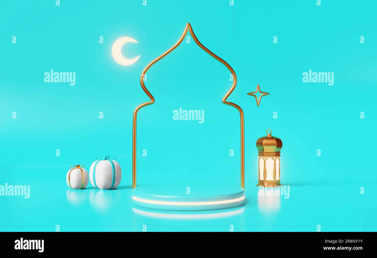 Islamic podium empty scene Ramadan product advertising 3d rendering ...