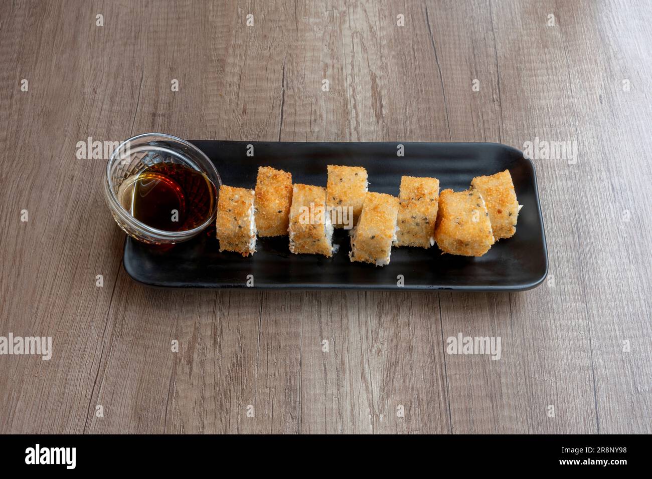 Asian dishe culinary Still Life. Japanese fries with honey cheese and