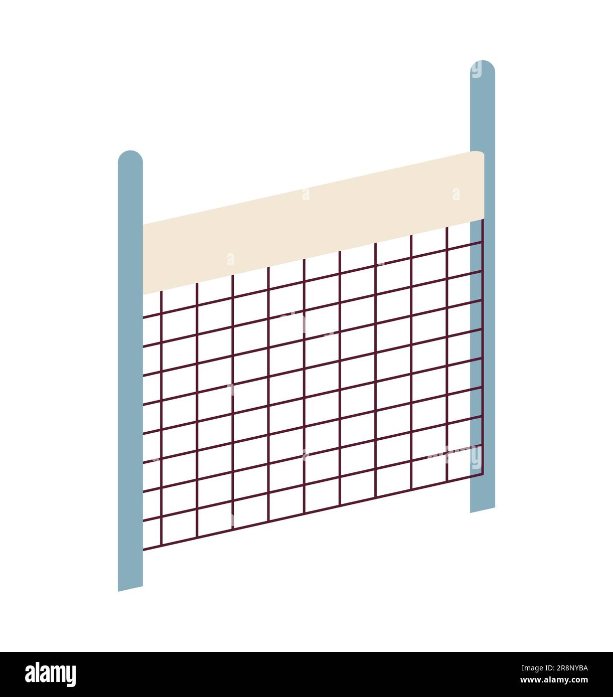 Professional volleyball net with poles semi flat colour vector object