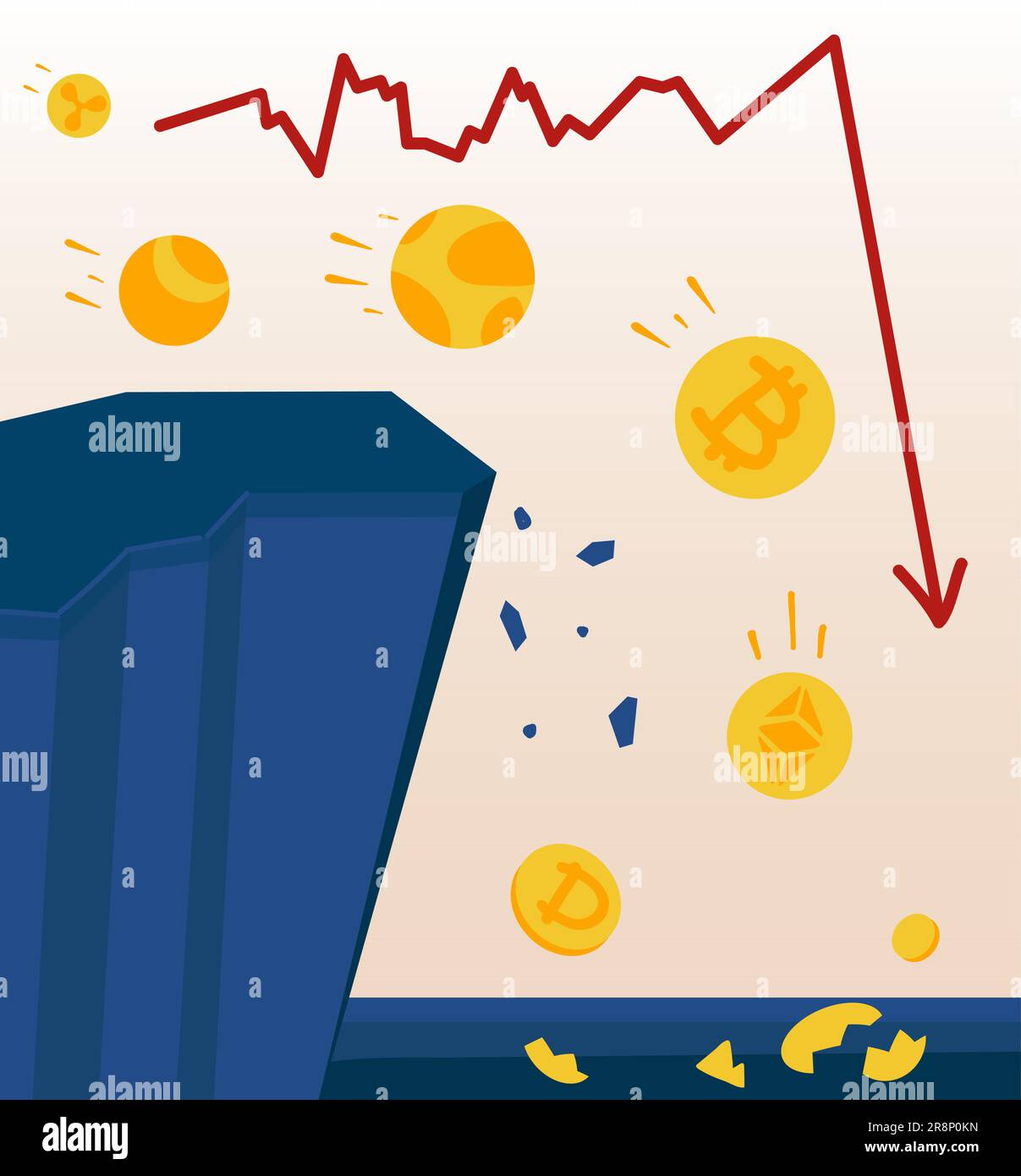Cryptocurrency price crash. Stablecoin crisis. illustration of different  coins falling down. High risk of crypto investment Stock Vector Image & Art  - Alamy