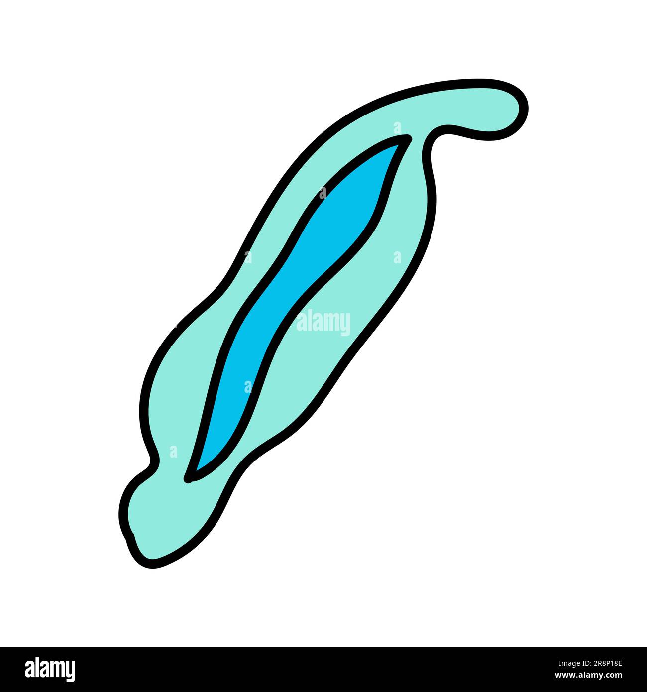 Hand drawn doodle lagoon or blue lake with dark deep area. Vector