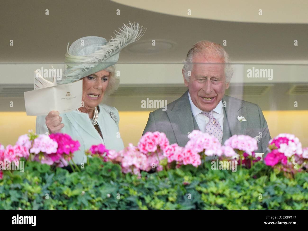 King Charles III and Queen Camilla celebrate after the King's horse