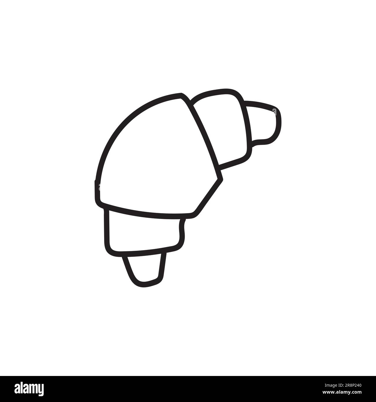 Simple hand drawn croissant icon badge bakery for design menu cafe ...
