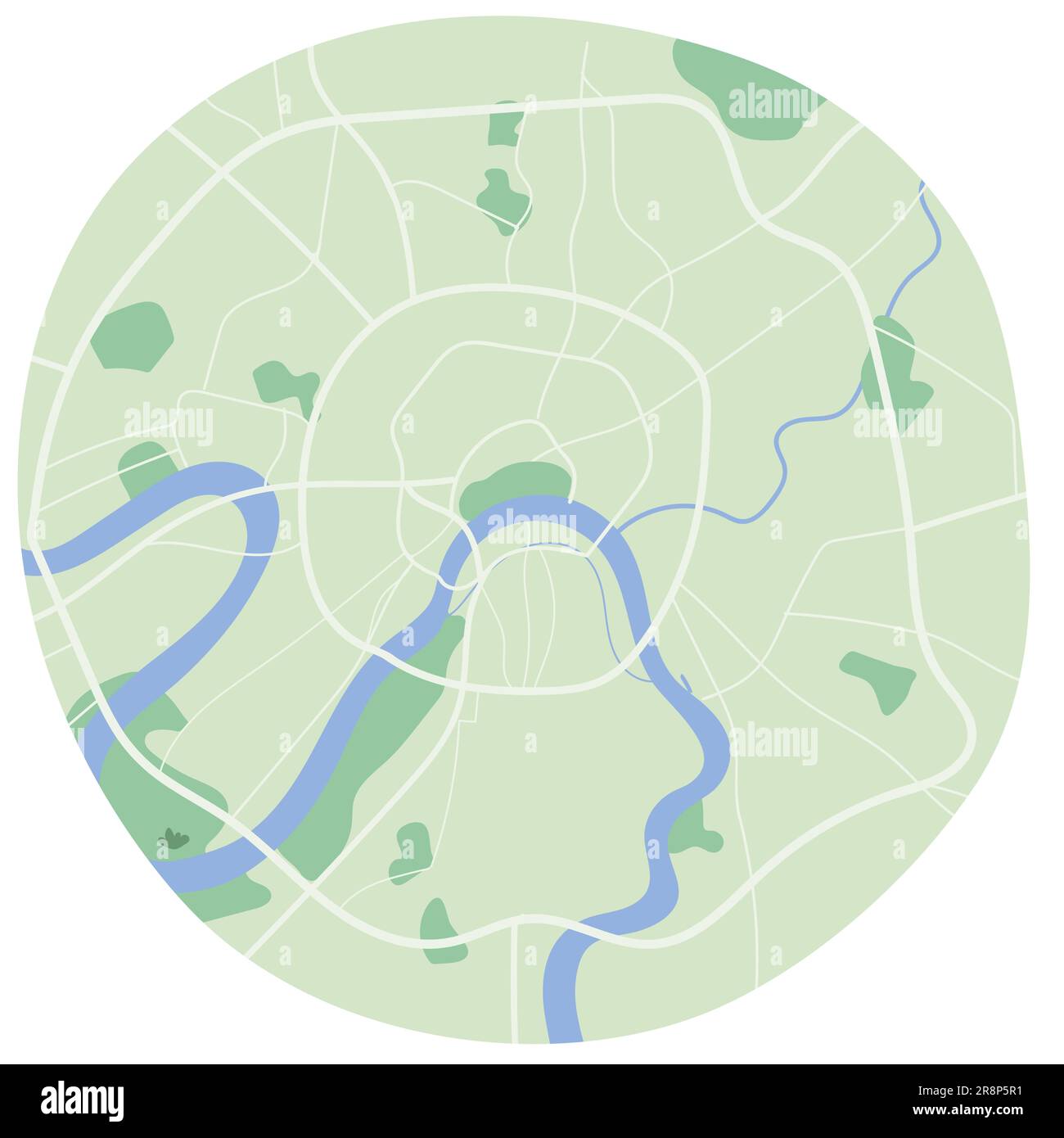 Moscow city center map with main roads and river in sketch style. Simple plan vector illustration Stock Vector