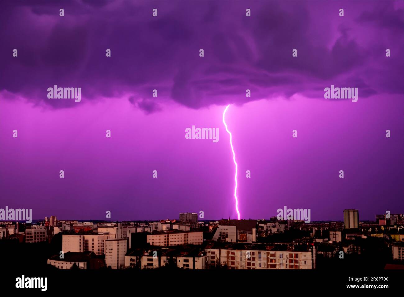 Ray. Lightning storm. Lightning bolt storm. Fork lightning striking