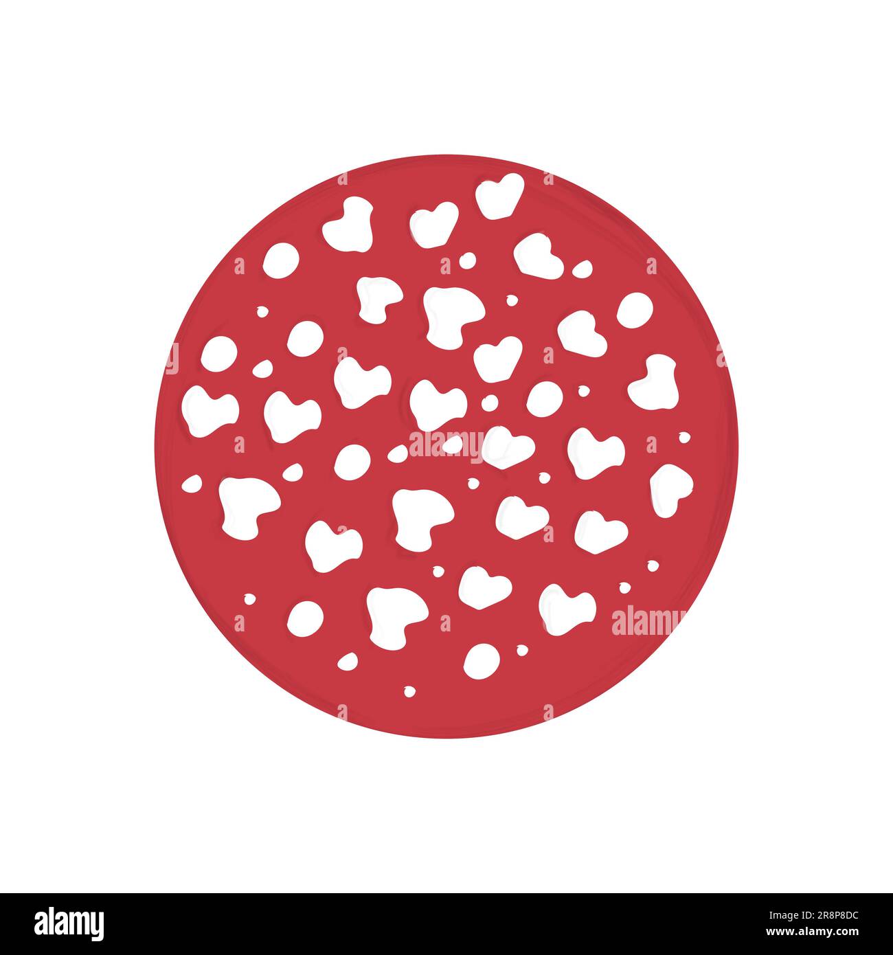 Hand drawn round slice of sausage salami pepperoni vector flat material