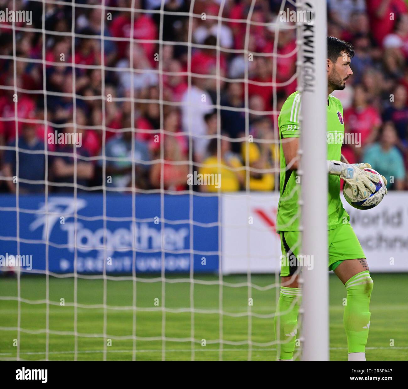St. Louis, USA. 21st June, 2023. St. Louis City goalkeeper Roman Bürki (1). STL City played Real Salt Lake in a Major League Soccer game on June 21, 2023 at CITY Park Stadium in St. Louis, MO, USA. Photo by Tim Vizer/Sipa USA Credit: Sipa USA/Alamy Live News Stock Photo