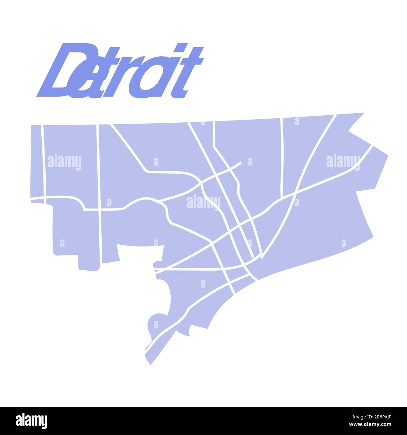 Detroit map silhouette administrative - Detroit Map Silhouette Administrative Division Vector Map Isolated On White Background Boundary Map With Streets High Detailed Illustration 2R8PAJP