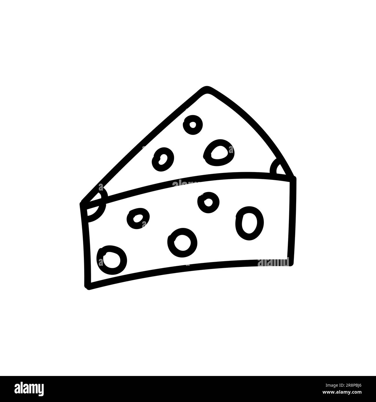Cheese with holes. Hand drawn doodle vector illustration isolated on