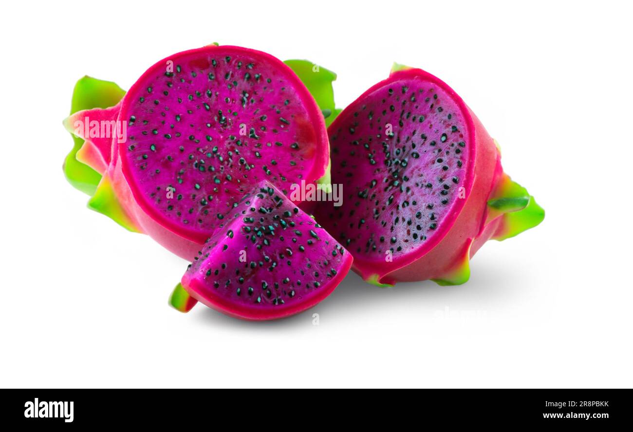 Dragon fruit, Pitahaya cubes isolated on white . close up. Tropical ...