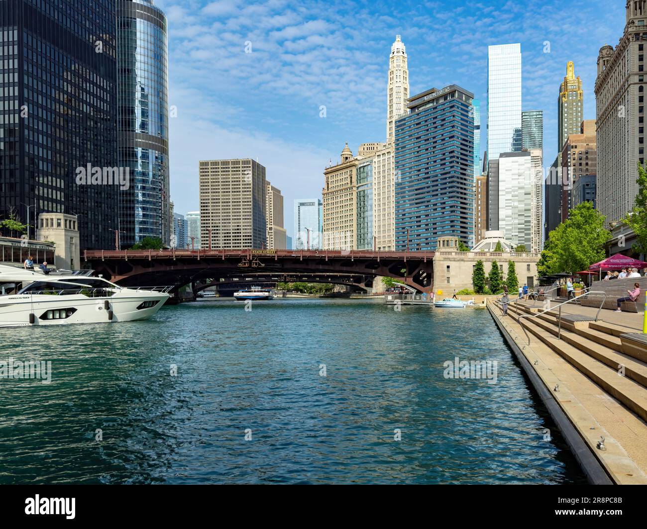Chicago Riverwalk in downtown CHICAGO, UNITED STATES JUNE 05, 2023