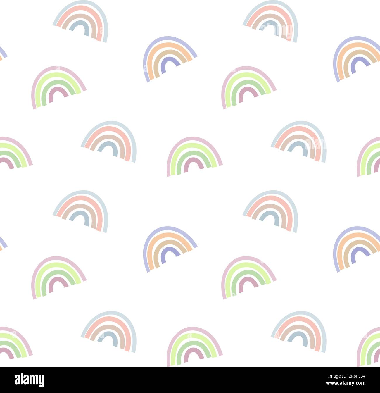 cute hand drawn seamless pattern with colored rainbow of pastel soft ...