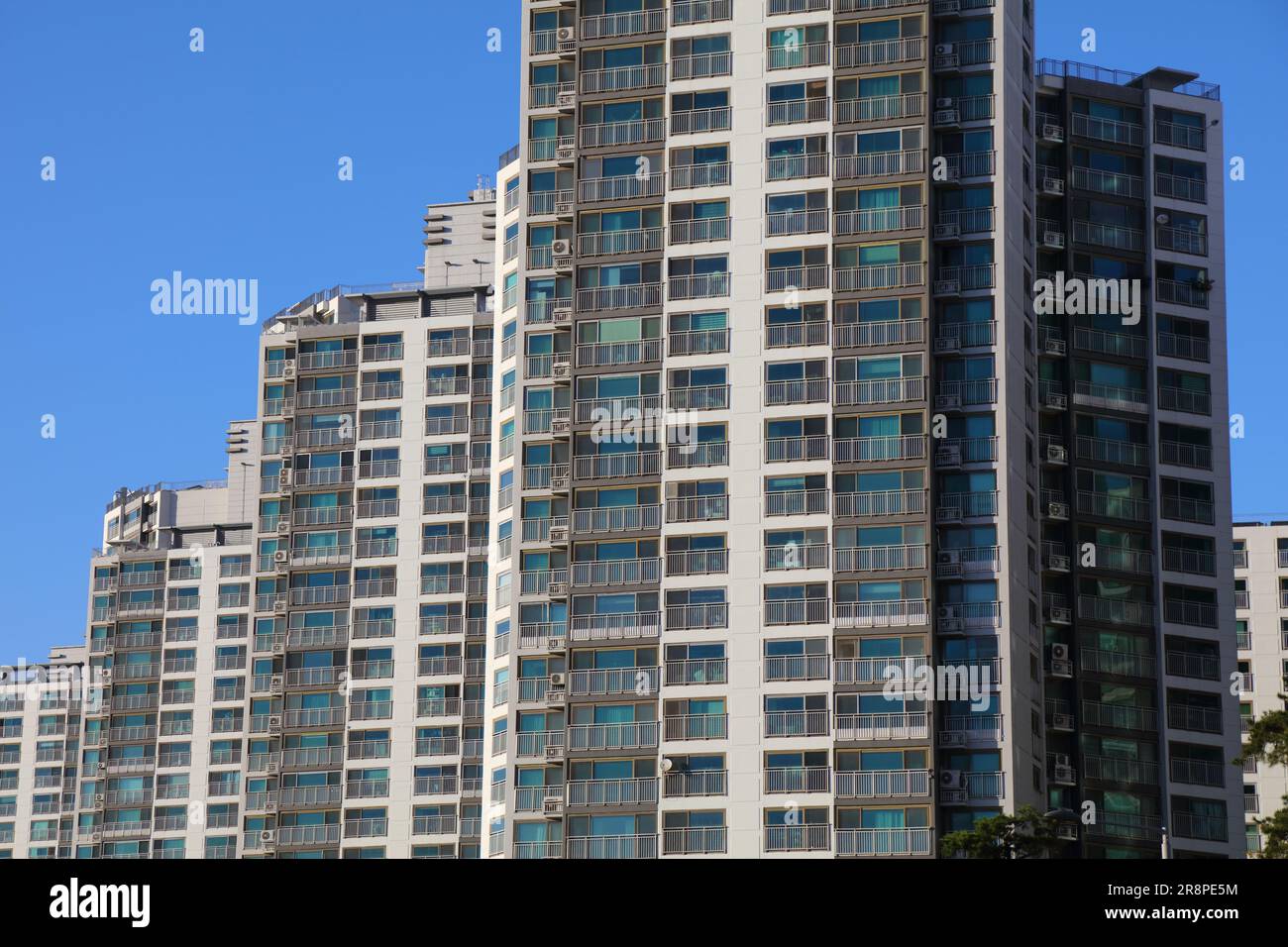 Seoul city view. Tall generic apartment buildings residential neighborhood in Jamsil district (Jamsil-dong). Stock Photo