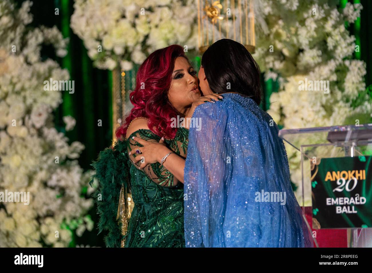 Raj Girn and Dr. Ruby Dhalla on stage at ANOKHI's 20th anniversary ...