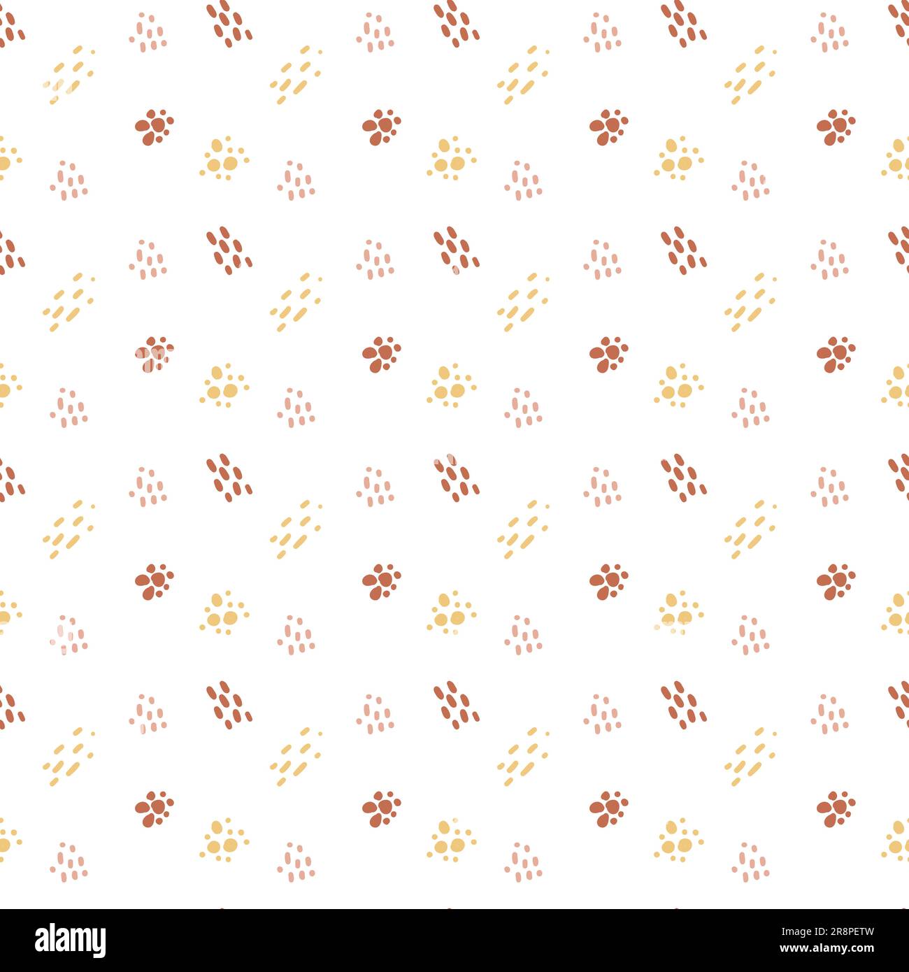 Cute seamless pattern with hand drawn doodle elements. Small colored rainbow and abstract spots. Vector illustration Stock Vector