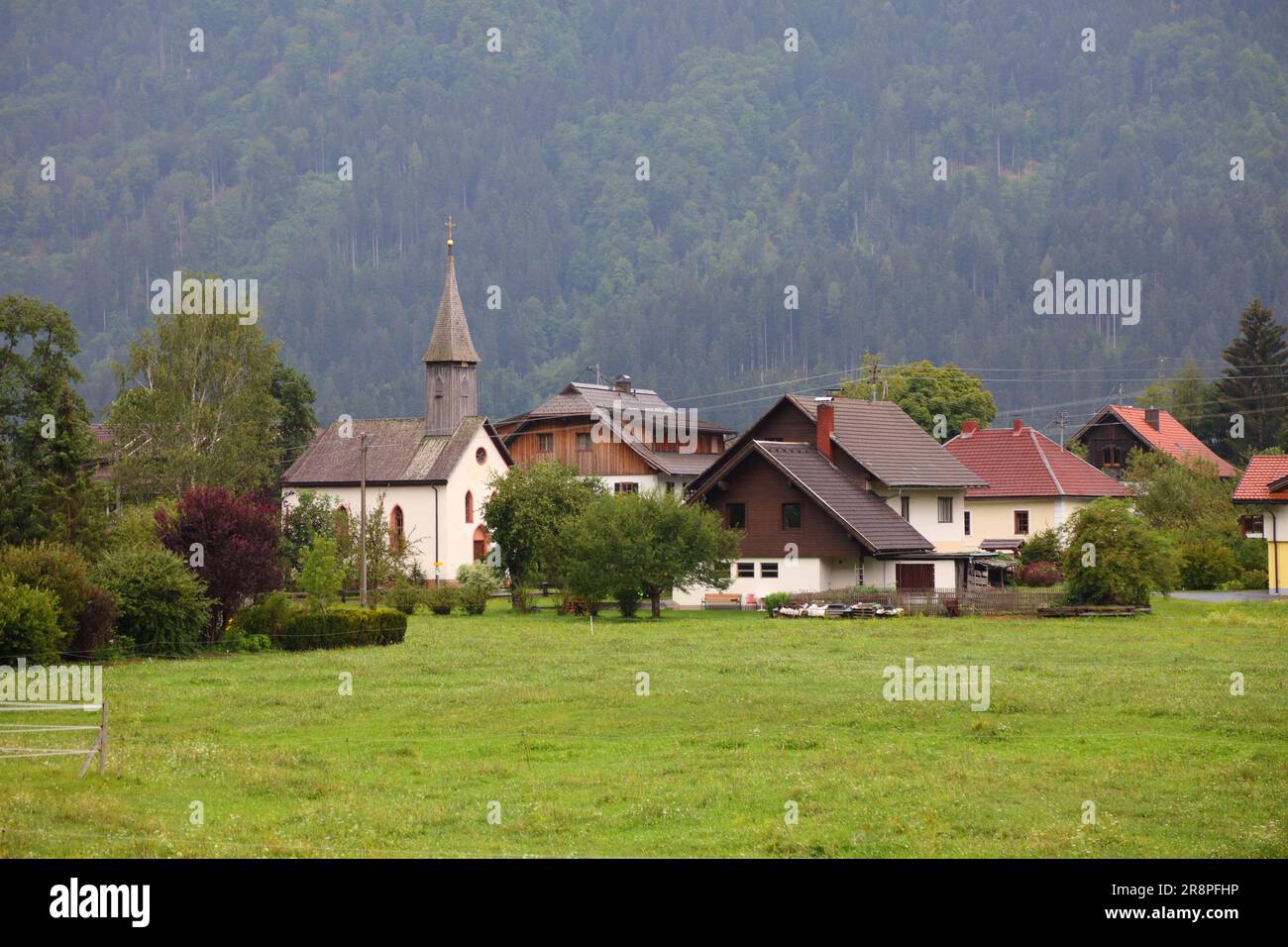 Watschig town in Gailtal, Austria. Small town in Carinthia state. Stock Photo