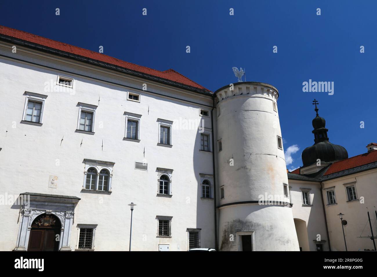 Spittal an der Drau, town in Carinthia state in Austria. Historic Schloss Porcia (Porcia Castle). Stock Photo