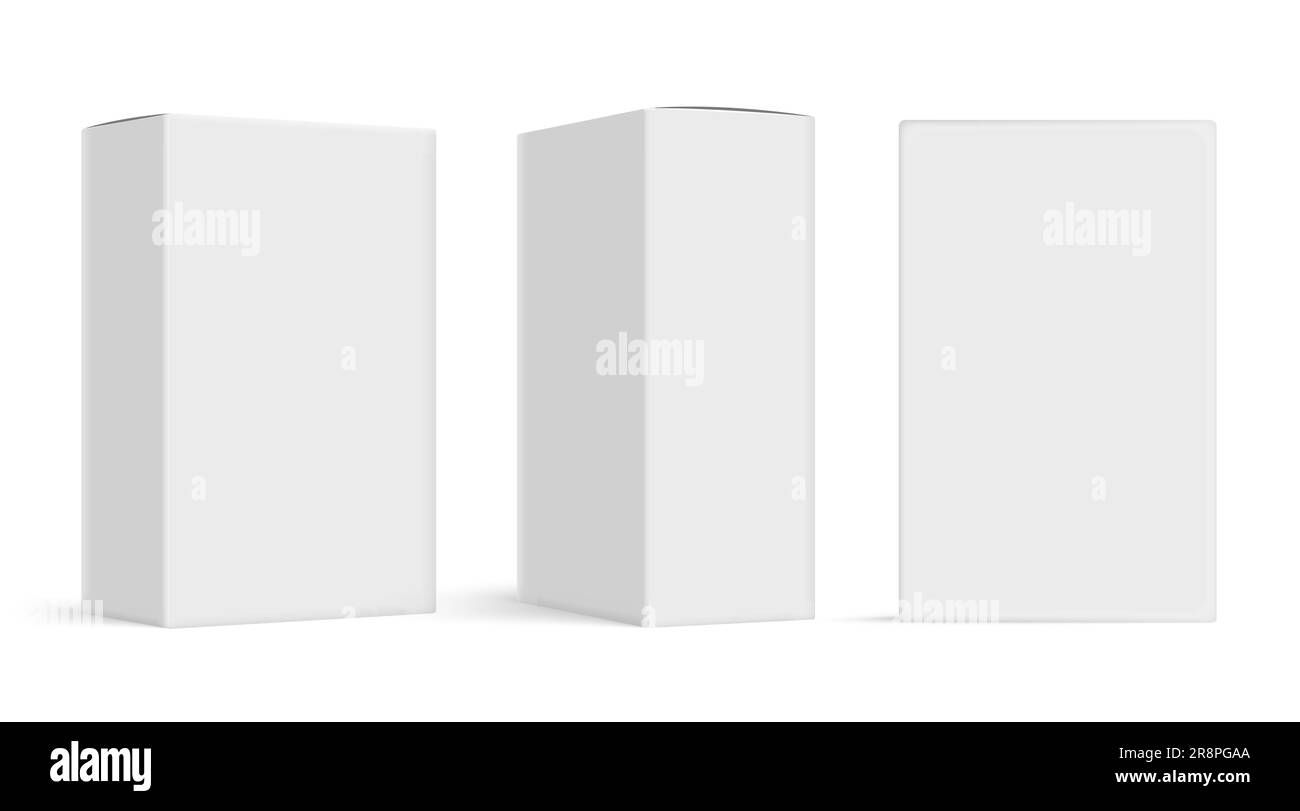 Box package mockup card blank carton white product square 3d template