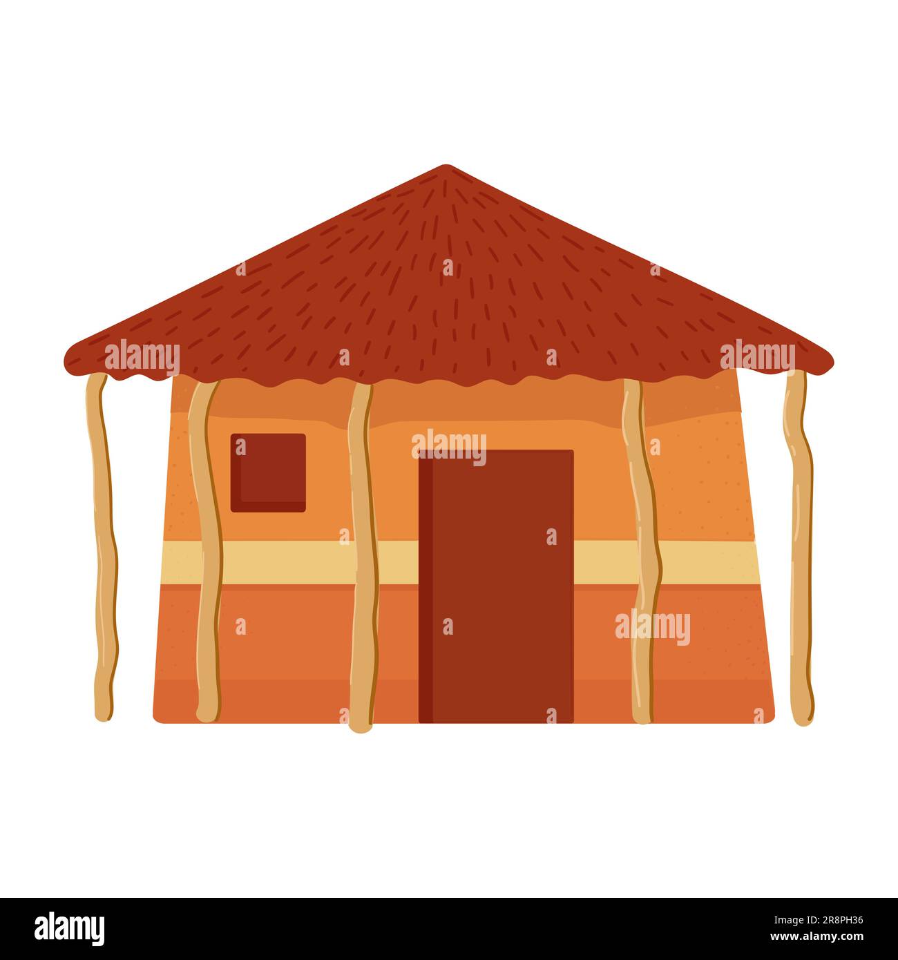 Bungalow with thatched roof. National hut or traditional home of