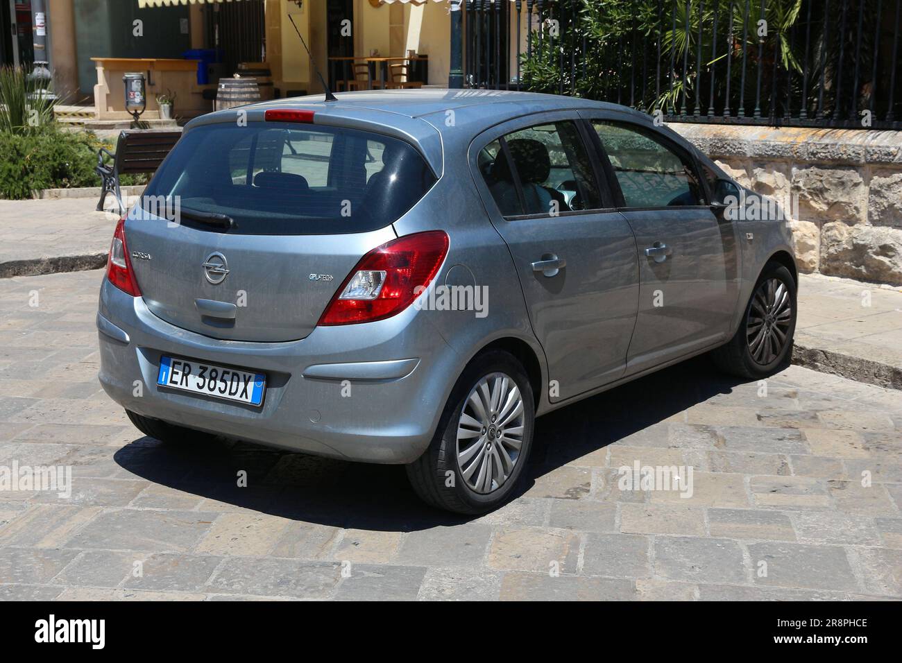 NARDO, ITALY - MAY 30, 2017: Opel Corsa hatchback city car parked in a street in Nardo, Italy. There are 41 million motor vehicles registered in Italy Stock Photo